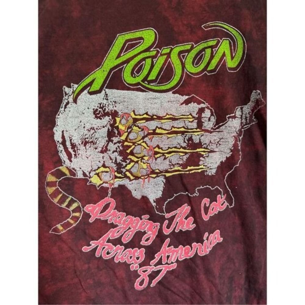 NEW POISON 2017 Tour Dragging The Cat Red Classic Rock Band TShirt sz XL Grunge - Picture 6 of 7